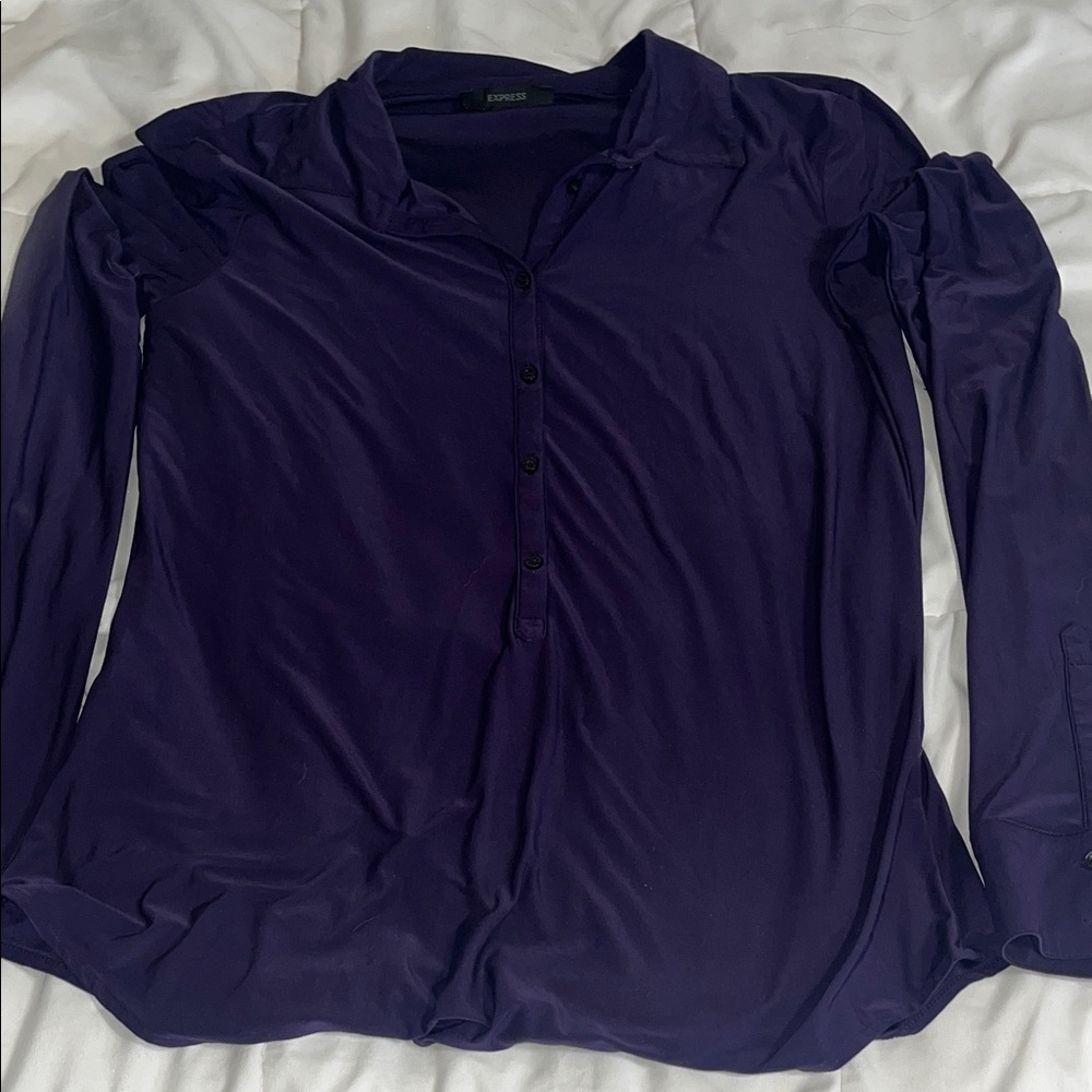 Express Deep Purple Casual Button Down Shirt
